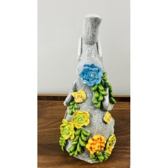 Outdoor Elephant Sculpture Statue - Solar Garden Elephant with 7 LED Succulent - Picture 2 of 6